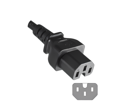 DINIC Warmgerätekabel C15 auf C20, 1mm², VDE, schwarz, 1,8m