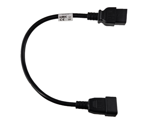 DINIC Kaltgerätekabel C19 auf C20, 1,5mm², 16A Verlängerung, schwarz, 0.50m