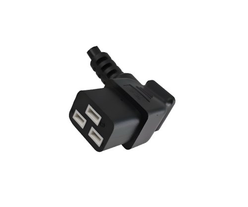 DINIC Kaltgerätekabel C19 gewinkelt auf C20, 16A Verlängerung, 1,5mm², schwarz, 1,80m