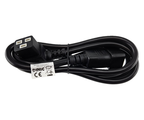DINIC Kaltgerätekabel C19 gewinkelt auf C20, 16A Verlängerung, 1,5mm², schwarz, 1,80m