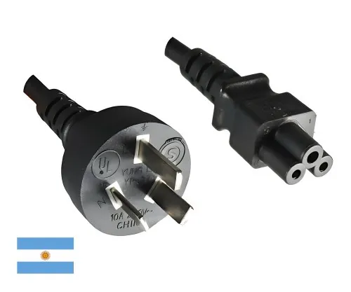 DINIC Netzkabel Argentinien Typ I auf C5, 0,75mm², 1,8m