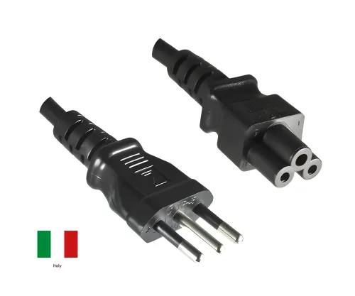 DINIC Stromkabel, Netzkabel für Italien auf C5 Stecker, 1,80m