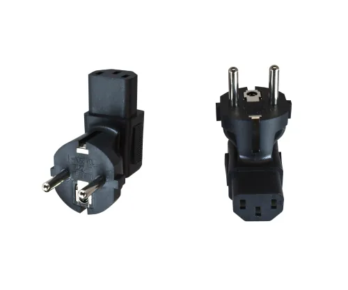 DINIC Netzadapter Schutzkontaktstecker auf C13 gewinkelter Kaltgerätestecker