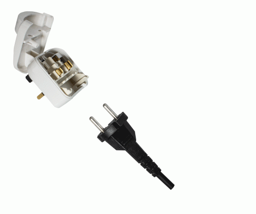 DINIC Netzadater, Stromadapter CEE 7/17 auf UK, verschraubt 5A, SCP-WH-R-5A ,weiß