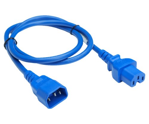 DINIC Warmgerätekabel C14 auf C15, VDE, 1mm², blau, Verlängerung, 1,5m