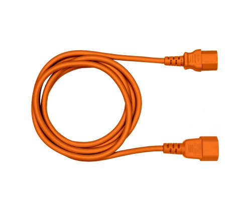 DINIC Warmgerätekabel C14 auf C15, 1mm², VDE, orange, IEC 60320-C14/C15, Verlängerung, 3,00m, orange