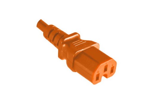 DINIC Warmgerätekabel C14 auf C15, 1mm², VDE, orange, IEC 60320-C14/C15, Verlängerung, 2,00m, orange