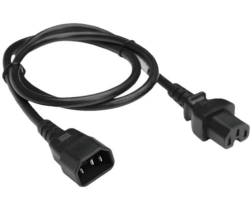 DINIC Stromkabel, Warmgeräte-Verlängerung C14 auf C15, VDE, 0,75mm², schwarz, 2m