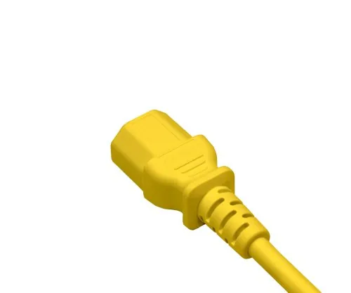 DINIC Kaltgerätekabel C13 auf C14, 0,75mm², Verlängerung, VDE, gelb, Länge 1,00m