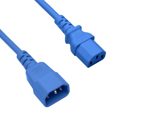 DINIC Kaltgerätekabel C13 auf C14, 1mm², Verlängerung, VDE, blau, Länge 3,00m