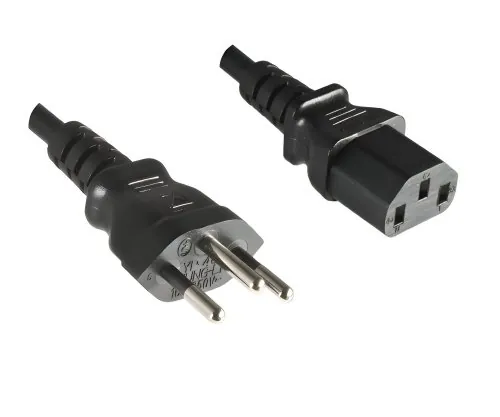 DINIC Netzkabel Schweiz LSZH Typ J auf C13, 1mm², SEV, schwarz, 2m