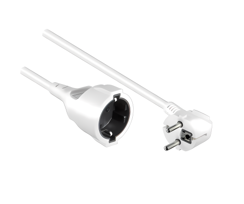 DINIC Schutzkontakt-Verlängerungskabel 1,5mm², CEE 7/7 90° auf CEE 7/3, Stecker auf Buchse, weiß, 5m