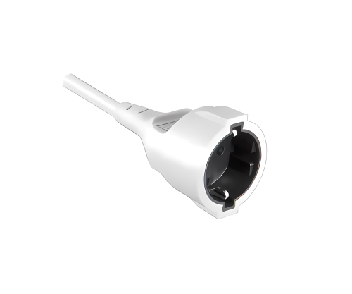 DINIC Schutzkontakt-Verlängerungskabel 1,5mm², CEE 7/7 90° auf CEE 7/3, Stecker auf Buchse, weiß, 5m