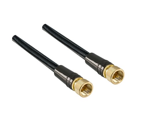 DINIC Premium SAT Koaxialkabel F Stecker auf Stecker, Dubai Range, vergoldete Stecker, schwarz, 1m