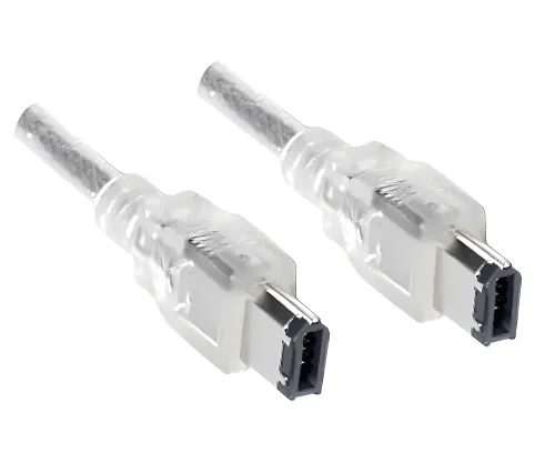 DINIC FireWire 400 Kabel 6 polig Stecker auf Stecker, Anschlusskabel IEEE 1394a, transparent, 10m