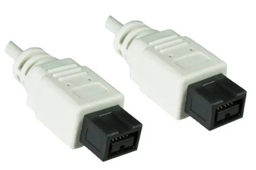 DINIC FireWire 800 Kabel 9 polig Stecker auf Stecker, Anschlusskabel IEEE 1394b, weiß, 4,50m