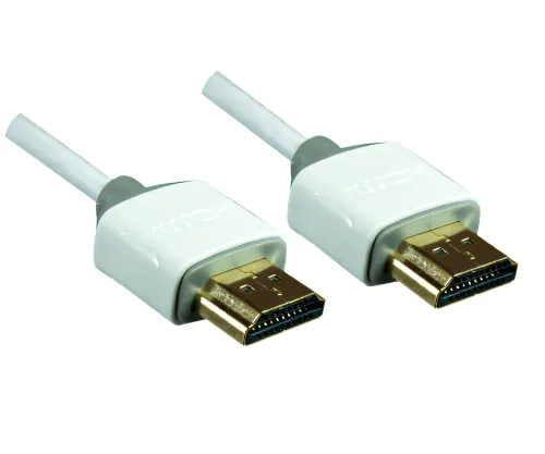 DINIC Super Slim HDMI 1.4 Kabel Stecker auf Stecker, AWG 36, OD 3,6mm, weiß