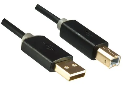 DINIC HQ USB 2.0 Kabel A Stecker auf B Stecker, Monaco Range, schwarz, 5m