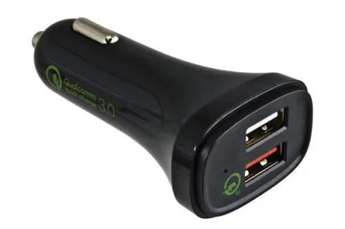 DINIC USB KFZ QC3 Ladeadapter + USB C auf A Kabel, Ausg. 1: 5V 2,4A; Ausg. 2: 5V/3A, 9V/2A, 12V/1,5A, 1m