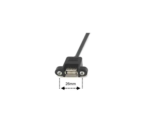 DINIC USB 2.0 Montagekabel A Stecker auf A Buchse, A Bu. anschraubbar, 30 cm, inkl. 2 Schrauben Abstand 26mm, schwarz