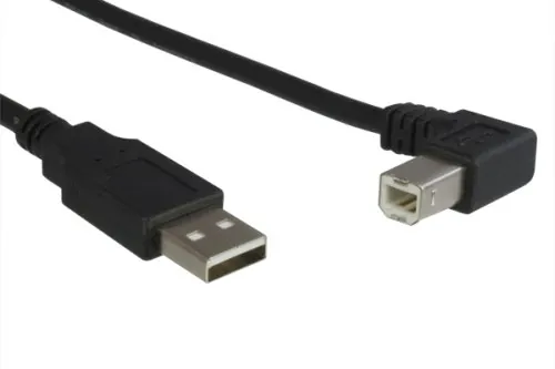 DINIC USB 2.0 Kabel A auf B St. rechts abgewinkelt, AWG 28/24, schwarz, 0,5m