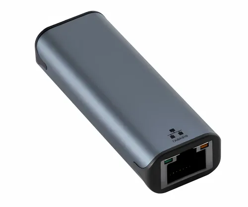 DINIC Adapter USB C / RJ45 Gbit LAN, Alu, 10/100/1000 Mbps mit Auto-Erkennung, space grau, DINIC Polybag, Länge 0,20m