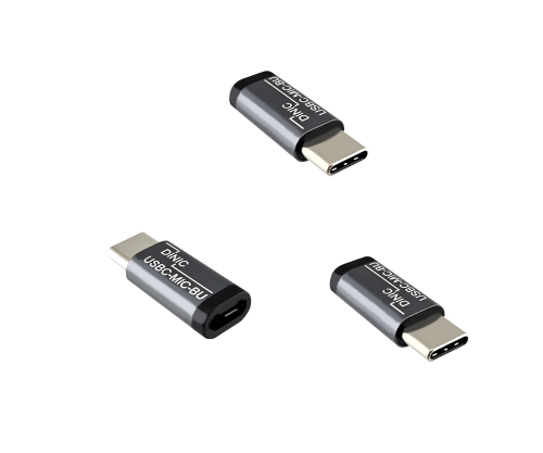 DINIC Adapter, USB C Stecker auf Micro Buchse, 3 Stück Alu, space grey