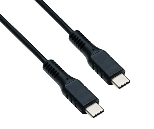 USB Typ C auf C Ladekabel, Polybag, schwarz, 0.5m 2x USB Typ C Stecker, 60W, 3A, OD: 3.5mm