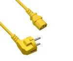 DINIC Netzkabel Europa CEE 7/7 90° auf C13, 0,75 mm², VDE, gelb, Länge 0,50m