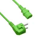 DINIC Netzkabel Europa CEE 7/7 90° auf C13, 0,75 mm², VDE, grün Länge 0,50m