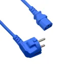 DINIC Netzkabel Europa CEE 7/7 90° auf C13, 0,75 mm², VDE, blau, Länge 1m