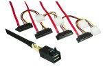 DINIC SAS Kabel SFF-8643 auf SFF-8482 gewinkelt, 0,75m HD mini SAS auf 4x Data/Power, Low Profile