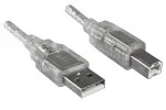 DINIC USB 2.0 Kabel A Stecker auf B Stecker, UL 2725, doppelt geschirmt, transparent, 2m