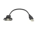 DINIC USB 2.0 Montagekabel A Stecker auf A Buchse, A Bu. anschraubbar, 30 cm, inkl. 2 Schrauben Abstand 26mm, schwarz