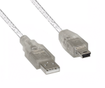 DINIC USB 2.0 Kabel A Stecker auf 5pin mini Stecker, 2m AWG 28/26, transparent